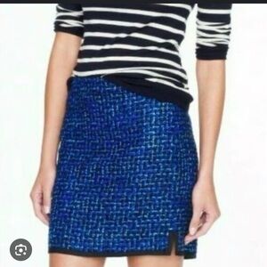 J.‎ Crew Factory Blue Tweed Wool Blend Skirt Women's Size